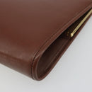 Christian Dior Clutch Bag Leather Brown gold Auth mr2617A-7