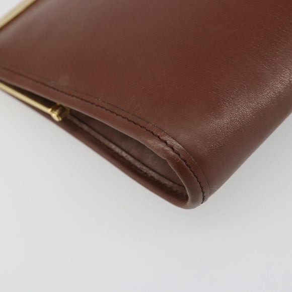 Christian Dior Clutch Bag Leather Brown gold Auth mr2617A