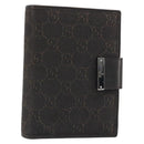GUCCI GG Canvas Day Planner Cover Brown Silver Auth mr2627A-1