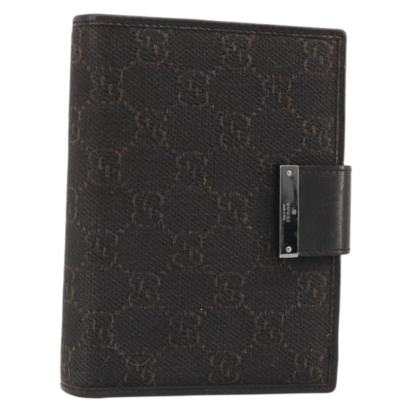 GUCCI GG Canvas Day Planner Cover Brown Silver Auth mr2627A