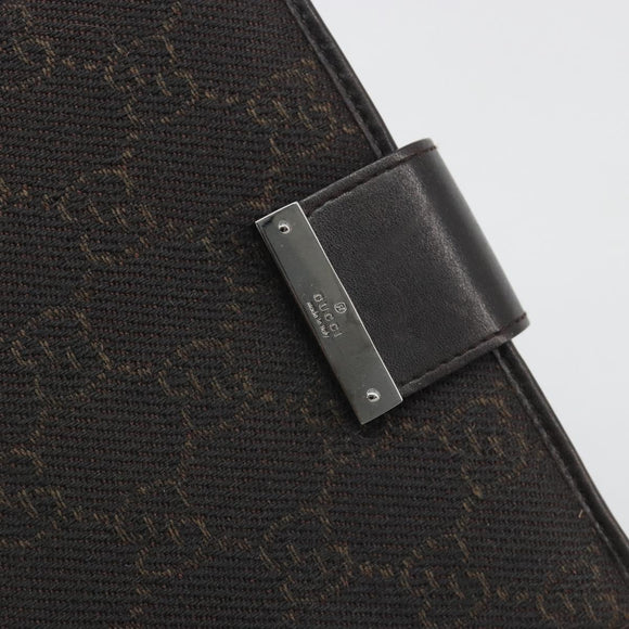 GUCCI GG Canvas Day Planner Cover Brown Silver Auth mr2627A