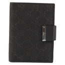 GUCCI GG Canvas Day Planner Cover Brown Silver Auth mr2627A-13