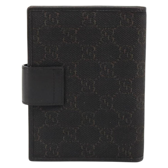 GUCCI GG Canvas Day Planner Cover Brown Silver Auth mr2627A