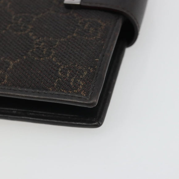 GUCCI GG Canvas Day Planner Cover Brown Silver Auth mr2627A