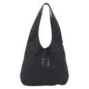 FENDI Shoulder Bag Nylon Black Silver Auth mr2630-2