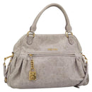 Miu Miu Hand Bag Leather 2way Beige Pink Gold Auth mr2631M-1