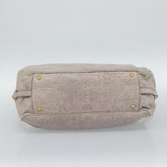Miu Miu Hand Bag Leather 2way Beige Pink Gold Auth mr2631M