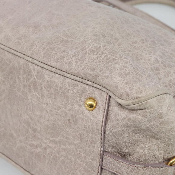 Miu Miu Hand Bag Leather 2way Beige Pink Gold Auth mr2631M