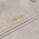 Miu Miu Hand Bag Leather 2way Beige Pink Gold Auth mr2631M-20
