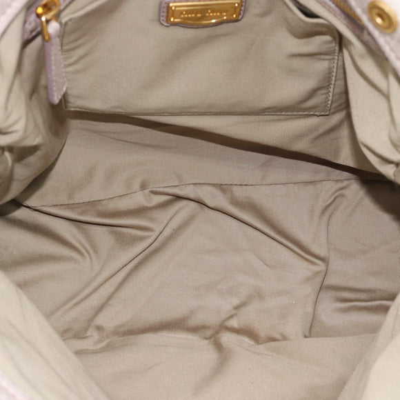 Miu Miu Hand Bag Leather 2way Beige Pink Gold Auth mr2631M