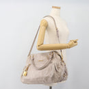 Miu Miu Hand Bag Leather 2way Beige Pink Gold Auth mr2631M-28
