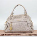 Miu Miu Hand Bag Leather 2way Beige Pink Gold Auth mr2631M-12