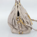Miu Miu Hand Bag Leather 2way Beige Pink Gold Auth mr2631M-3