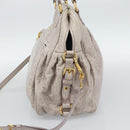 Miu Miu Hand Bag Leather 2way Beige Pink Gold Auth mr2631M-4