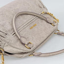 Miu Miu Hand Bag Leather 2way Beige Pink Gold Auth mr2631M-6