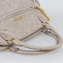 Miu Miu Hand Bag Leather 2way Beige Pink Gold Auth mr2631M-7