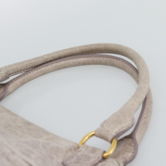 Miu Miu Hand Bag Leather 2way Beige Pink Gold Auth mr2631M