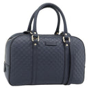 GUCCI Micro GG Canvas Guccissima Bag Leather 2way Navy Gold 510286 Auth mr2634A-1