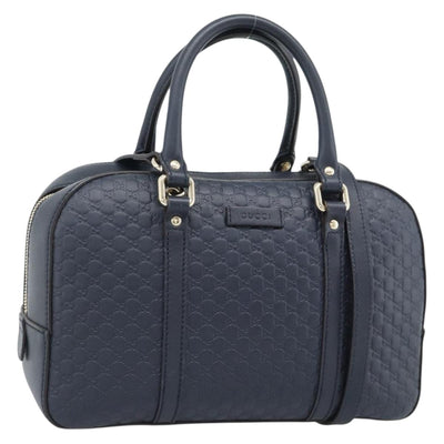 GUCCI Micro GG Canvas Guccissima Bag Leather 2way Navy Gold 510286 Auth mr2634A