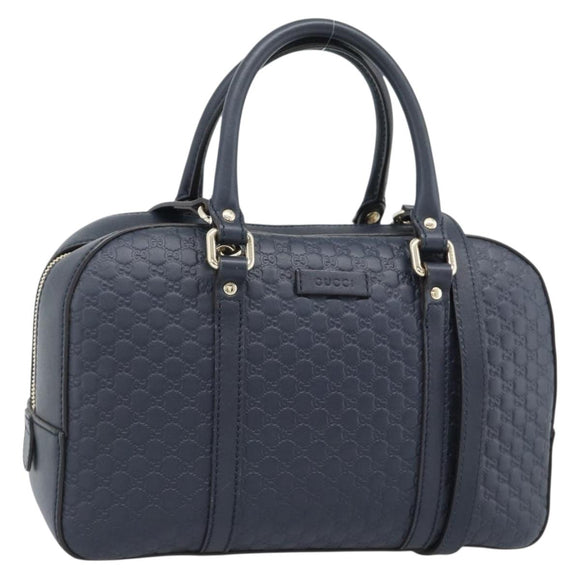 GUCCI Micro GG Canvas Guccissima Bag Leather 2way Navy Gold 510286 Auth mr2634A