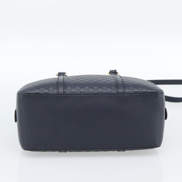 GUCCI Micro GG Canvas Guccissima Bag Leather 2way Navy Gold 510286 Auth mr2634A