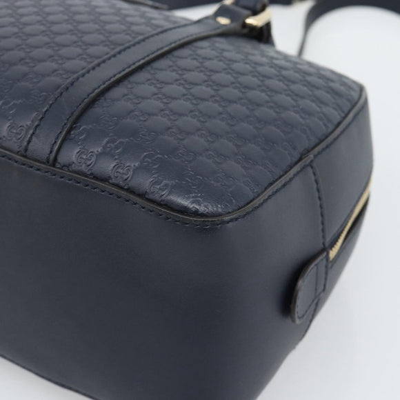 GUCCI Micro GG Canvas Guccissima Bag Leather 2way Navy Gold 510286 Auth mr2634A