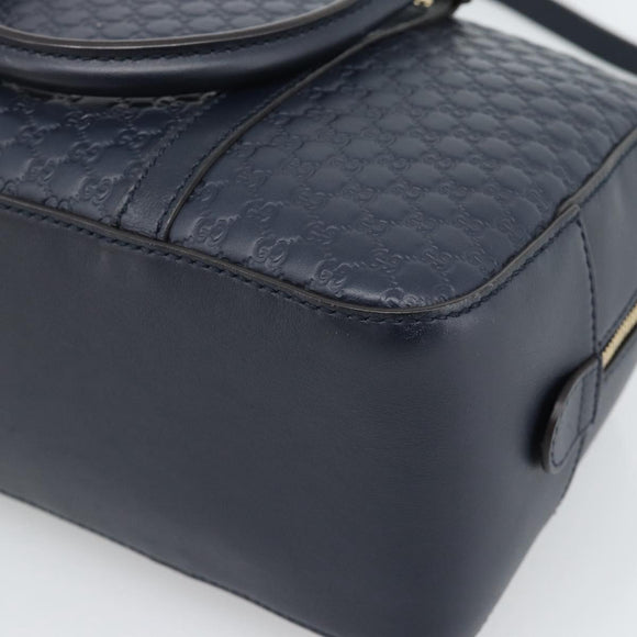 GUCCI Micro GG Canvas Guccissima Bag Leather 2way Navy Gold 510286 Auth mr2634A