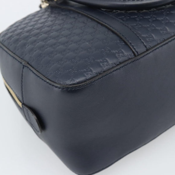 GUCCI Micro GG Canvas Guccissima Bag Leather 2way Navy Gold 510286 Auth mr2634A