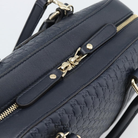GUCCI Micro GG Canvas Guccissima Bag Leather 2way Navy Gold 510286 Auth mr2634A