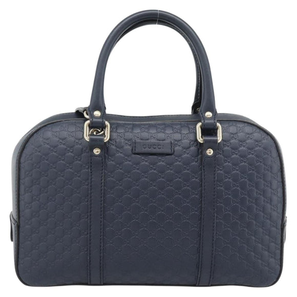 GUCCI Micro GG Canvas Guccissima Bag Leather 2way Navy Gold 510286 Auth mr2634A