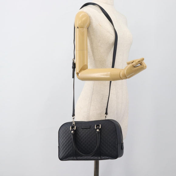 GUCCI Micro GG Canvas Guccissima Tas Leer 2-weg Marine Goud 510286 Auth mr2634A