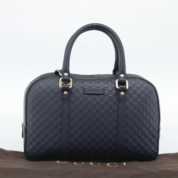 GUCCI Micro GG Canvas Guccissima Tas Leer 2-weg Marine Goud 510286 Auth mr2634A