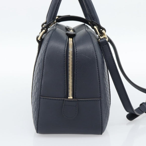 GUCCI Micro GG Canvas Guccissima Bag Leather 2way Navy Gold 510286 Auth mr2634A