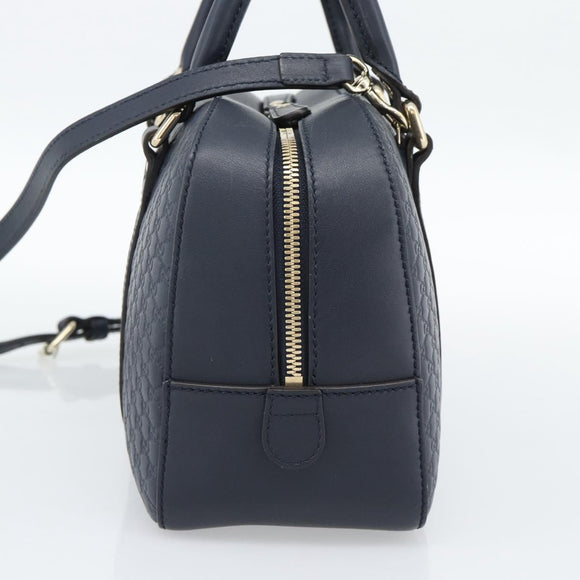 GUCCI Micro GG Canvas Guccissima Bag Leather 2way Navy Gold 510286 Auth mr2634A