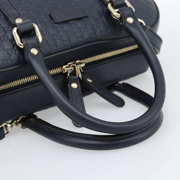 GUCCI Micro GG Canvas Guccissima Bag Leather 2way Navy Gold 510286 Auth mr2634A
