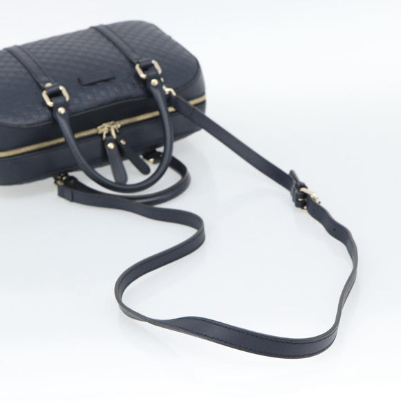 GUCCI Micro GG Canvas Guccissima Tas Leer 2-weg Marine Goud 510286 Auth mr2634A