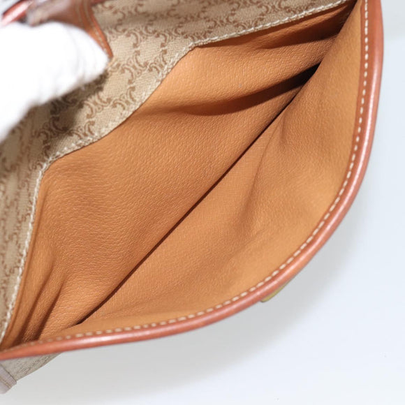 CELINE Macadam Canvas Shoulder Bag PVC Beige Gold Auth mr2636