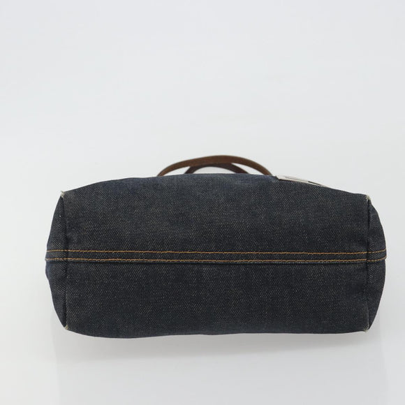 FENDI Tote Bag Denim Blue Silver Auth mr2637