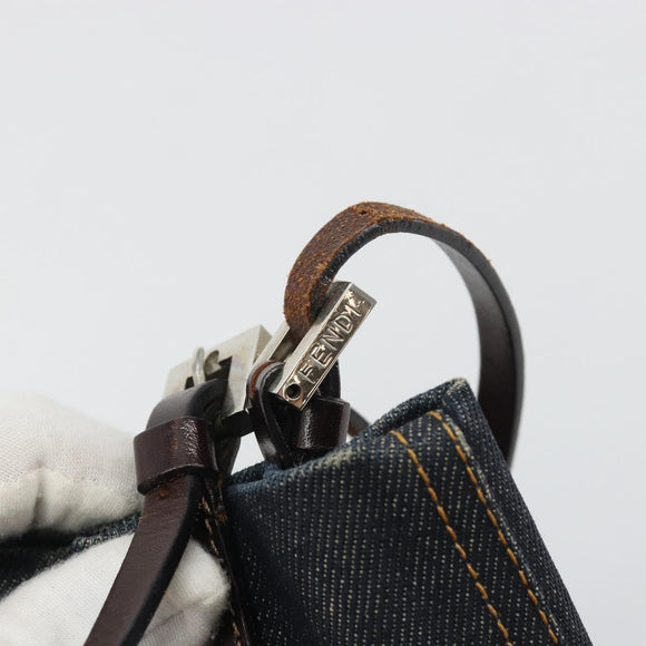 FENDI Tote Bag Denim Blue Silver Auth mr2637