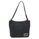 FENDI Tote Bag Denim Blue Silver Auth mr2637-13
