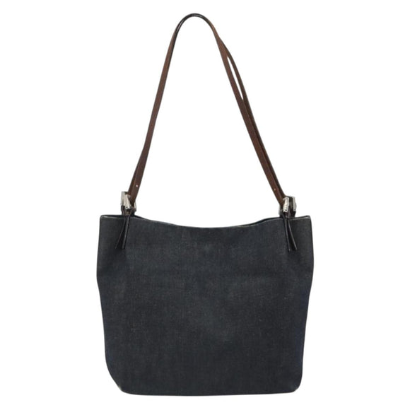 FENDI Tote Bag Denim Blue Silver Auth mr2637