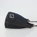 FENDI Tote Bag Denim Blue Silver Auth mr2637-3