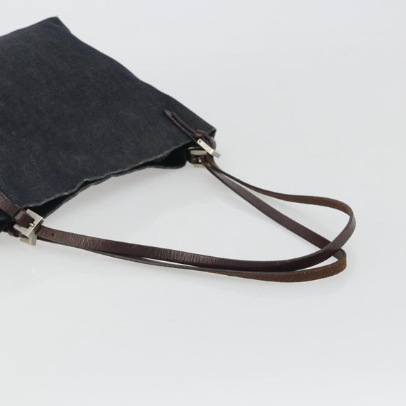 FENDI Tote Bag Denim Blue Silver Auth mr2637