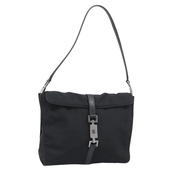 GUCCI Hand Bag Nylon Black Silver 001 3734 Auth mr2639