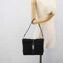 GUCCI Hand Bag Nylon Black Silver 001 3734 Auth mr2639-23