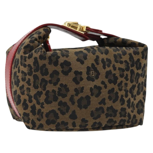 FENDI Pouch Canvas Brown Gold Auth mr2641