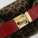 FENDI Pouch Canvas Brown Gold Auth mr2641-13