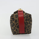 FENDI Pouch Canvas Brown Gold Auth mr2641-4