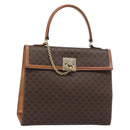 CELINE Macadam Canvas Hand Bag PVC Leather Brown Gold Auth mr2642-1