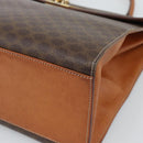 CELINE Macadam Canvas Hand Bag PVC Leather Brown Gold Auth mr2642-15
